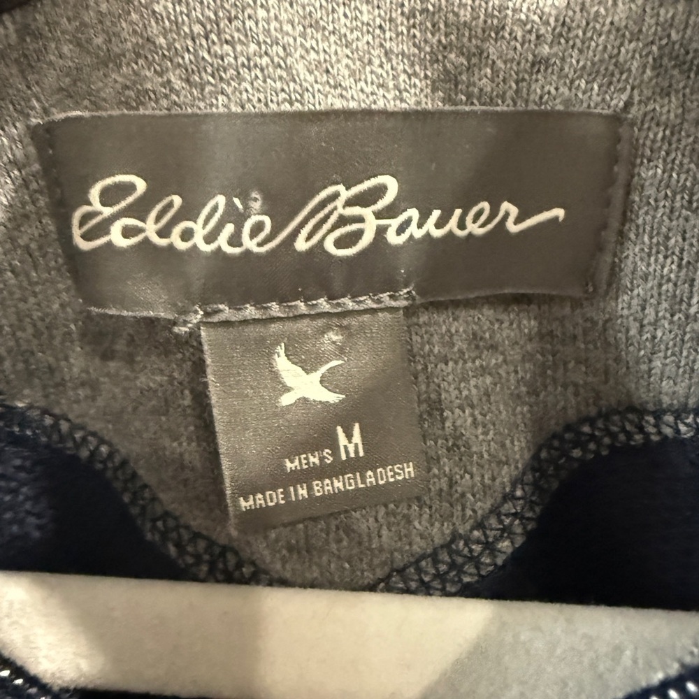 Eddie Bauer Men's Blue Cotton Quarter Zip Sweater Medium Office Business Casual - Picture 2 of 6